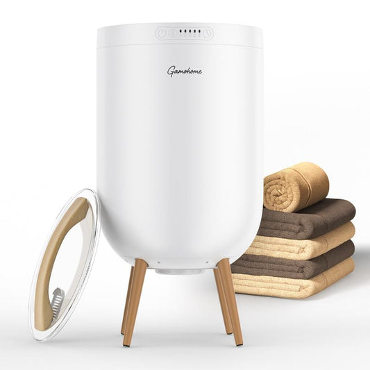 GAMOHOME Luxury Heated Towel Warmer Bucket with Bluetooth Speaker Ambient Light & Auto Shut off Fits Two 40"X70" Towels Durable Design Great Gift Idea